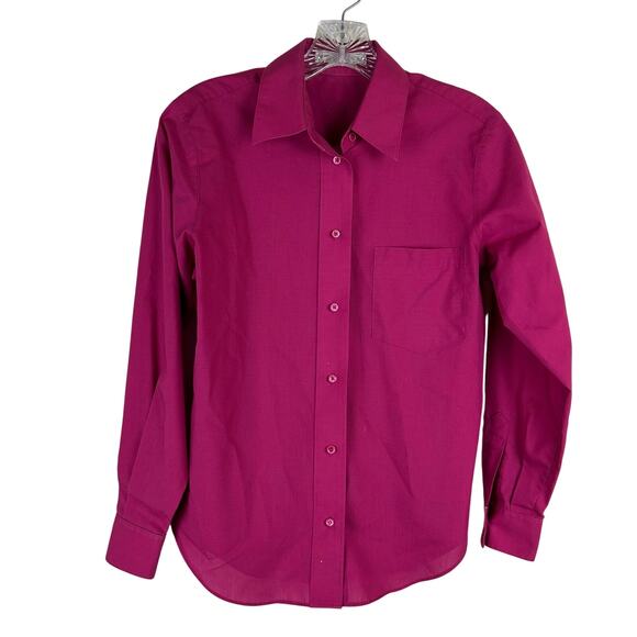 Foxcroft Womens Button Front Shirt Size 4P Wrinkle-Free Long Sleeve Pink - Picture 1 of 6